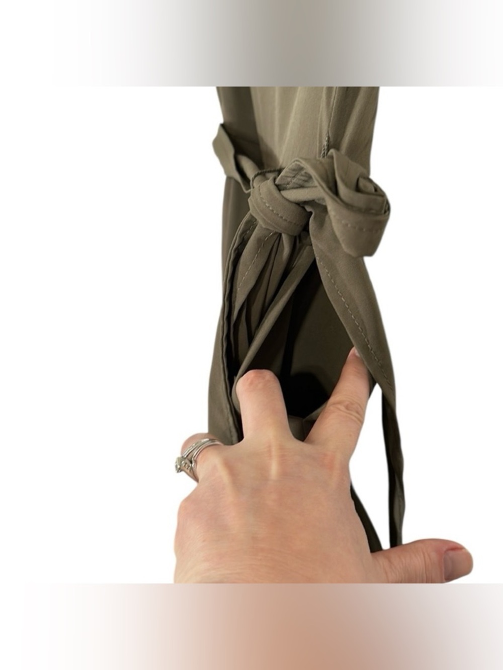 NEW Olive Green Cropped Belted Jumpsuit Sz 8 - Picture 6 of 13